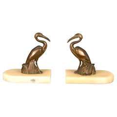 French Art Deco Stork Bookends