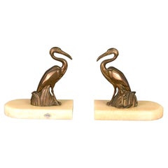 Vintage French Art Deco Stork Bookends