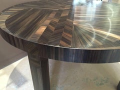Tavolino francese in stile Art Déco con intarsio in paglia