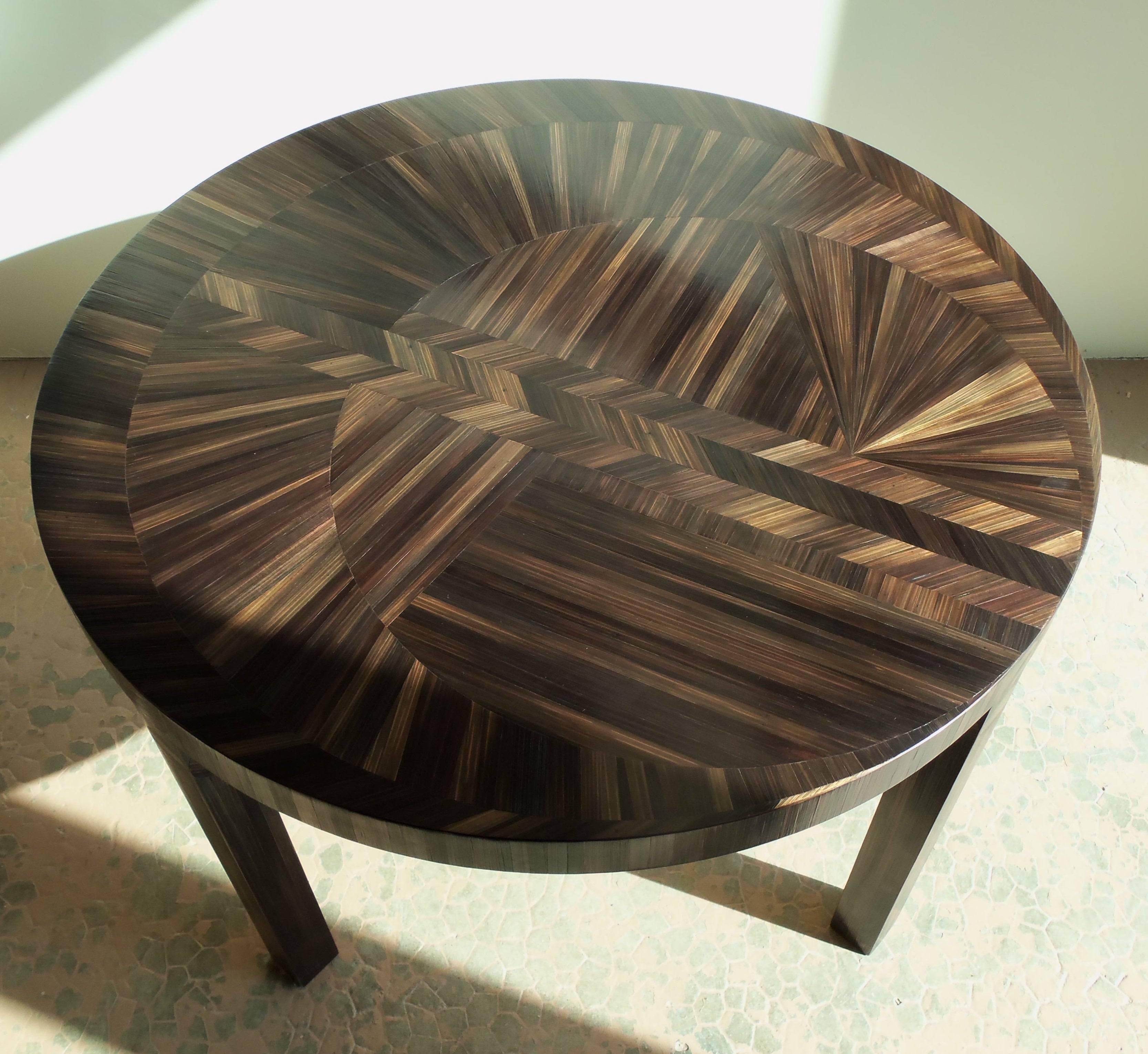 French Art Deco Straw Marquetry Coffee Table 1