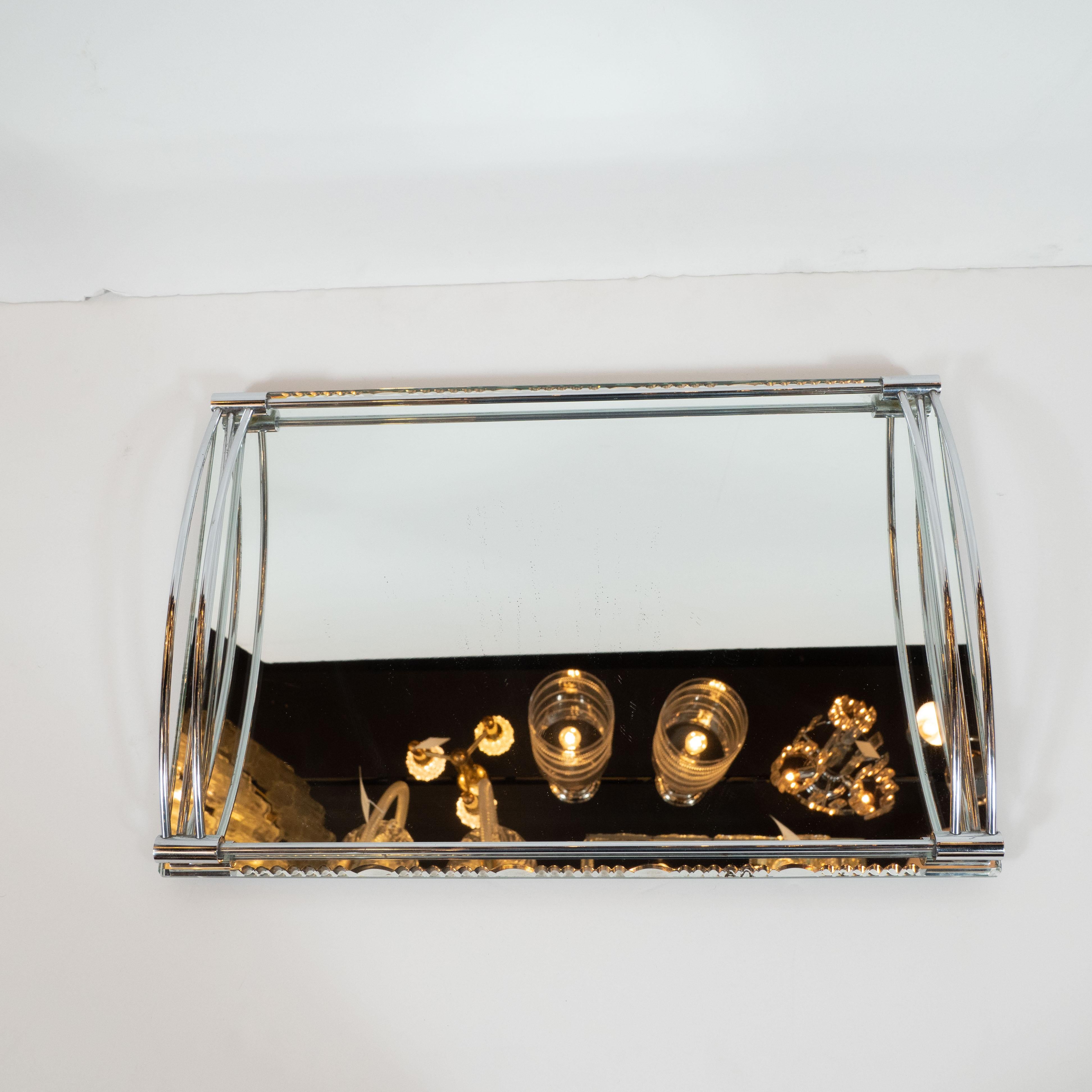 mirrored bar tray