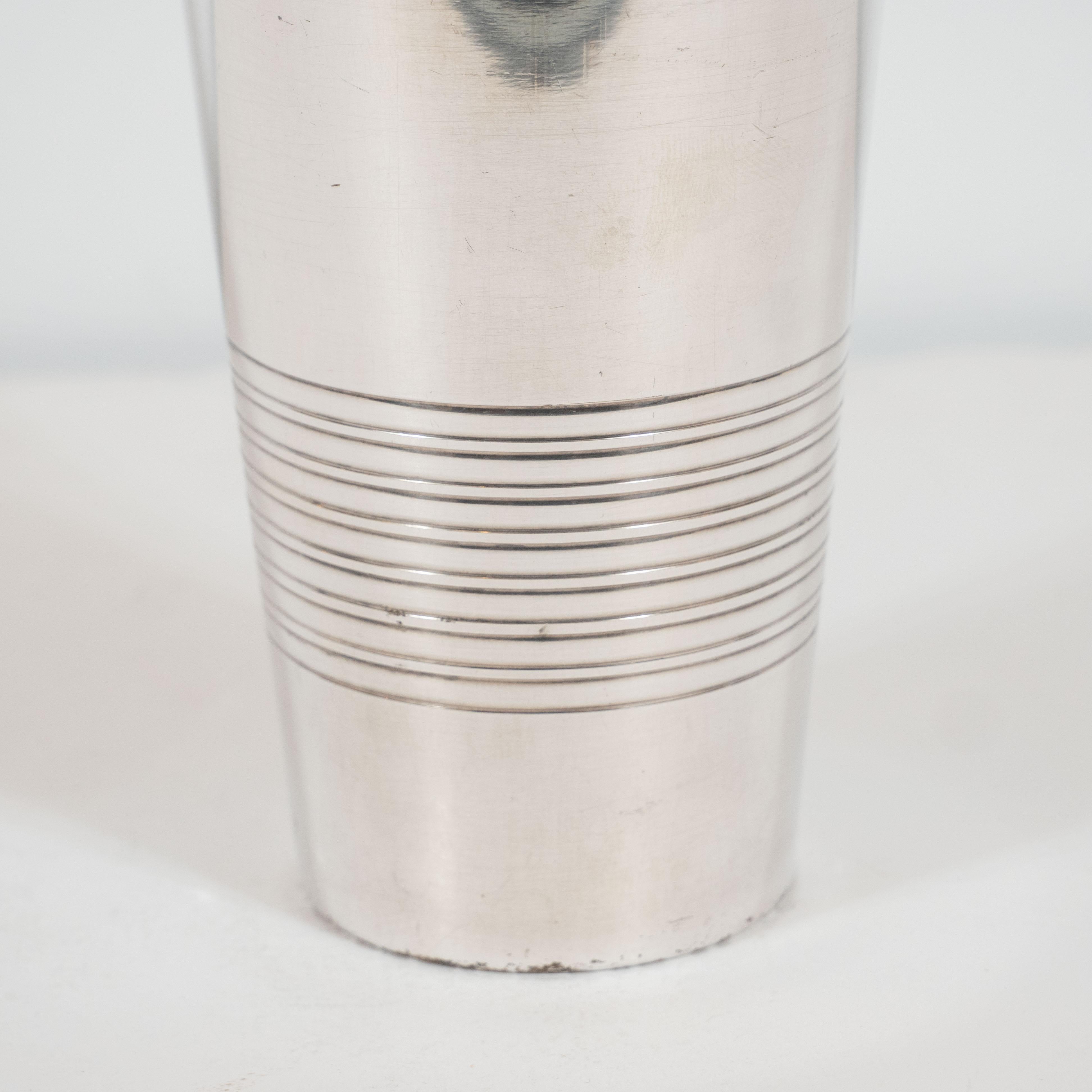 Mid-20th Century French Art Deco Streamlined Silver Plate Cocktail or Martini Shaker