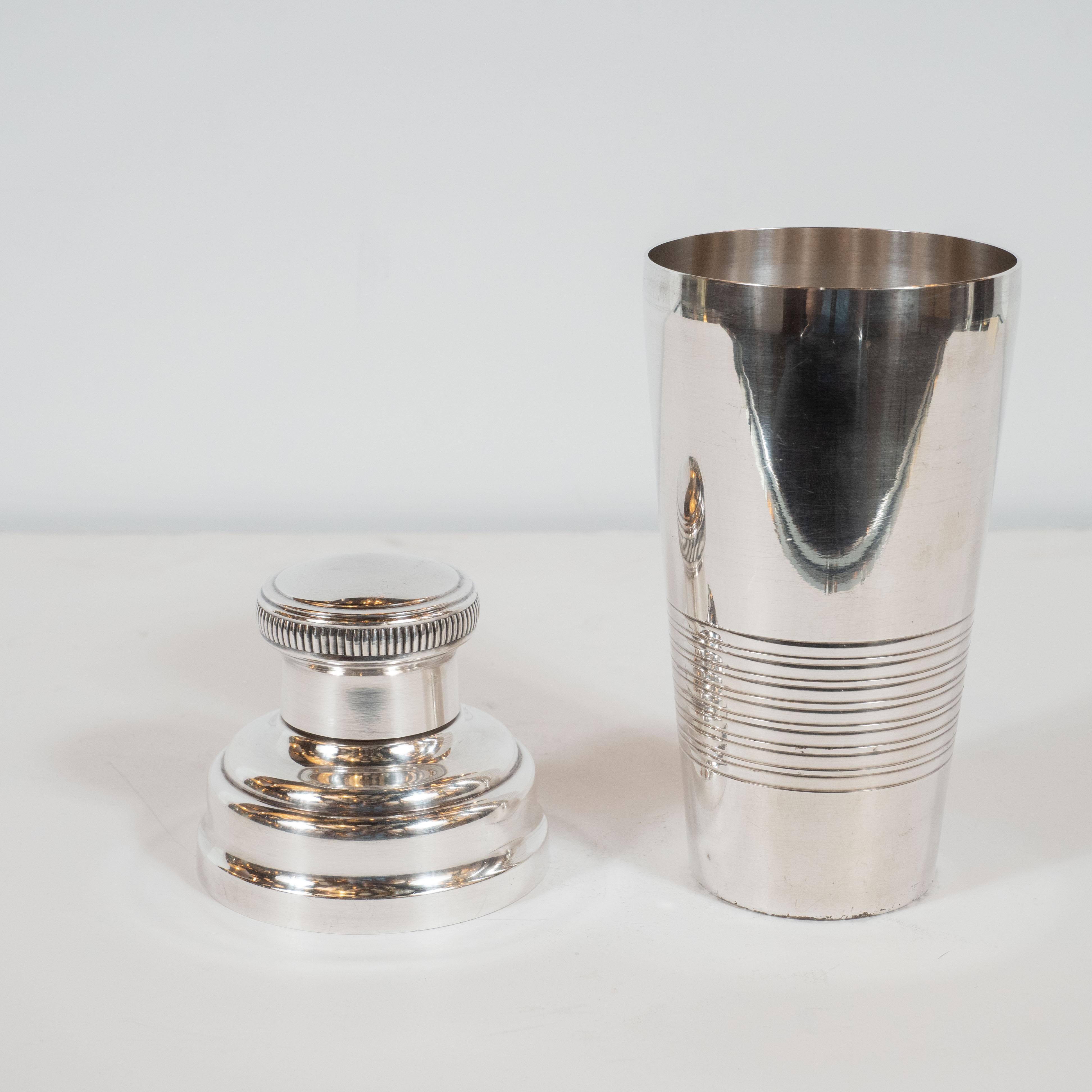 French Art Deco Streamlined Silver Plate Cocktail or Martini Shaker 3
