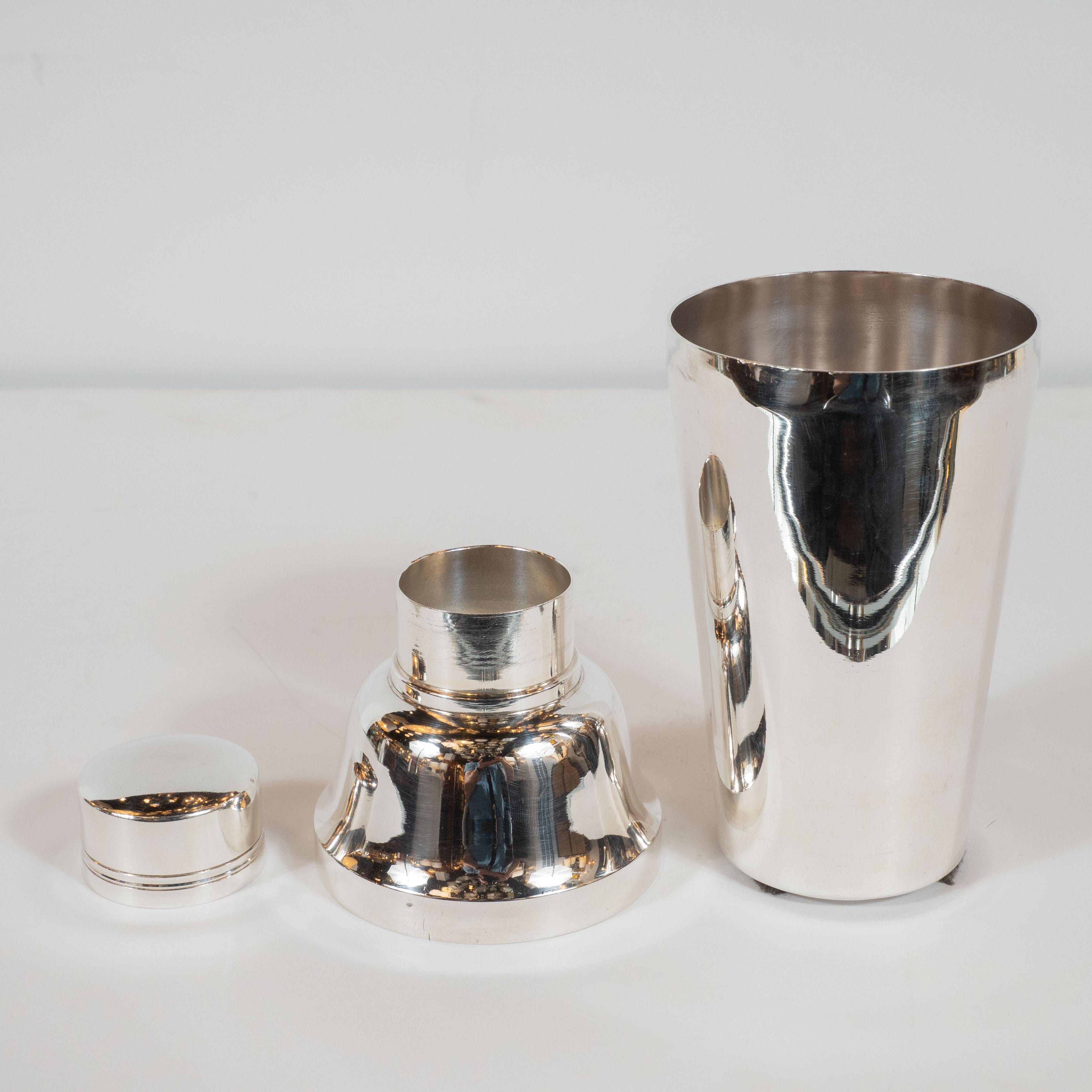 French Art Deco Streamlined Silver Plate Martini/ Cocktail Shaker 3