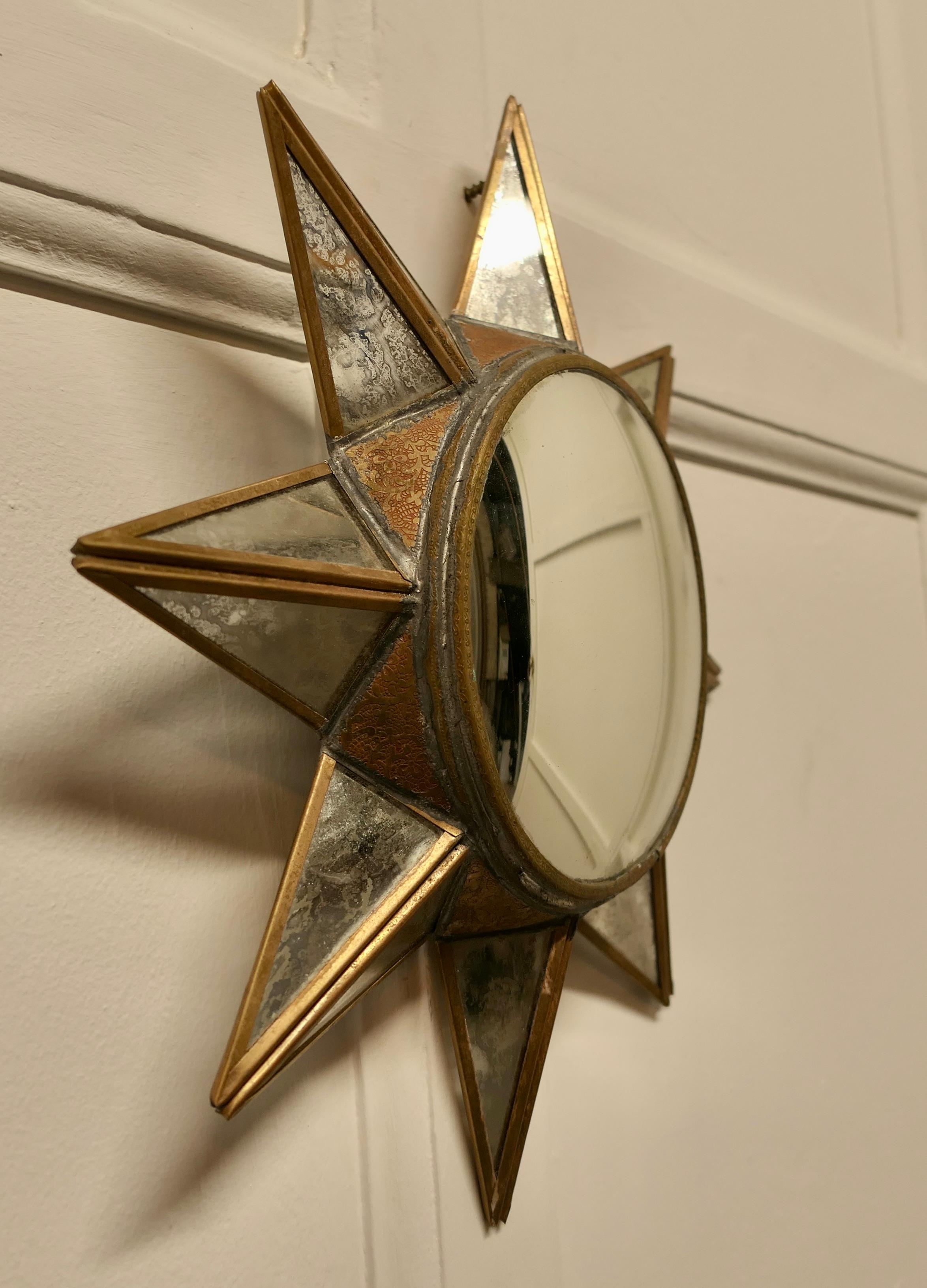 French Art Deco Style 3D Starburst Mirror In Good Condition In Godshill, Isle of Wight
