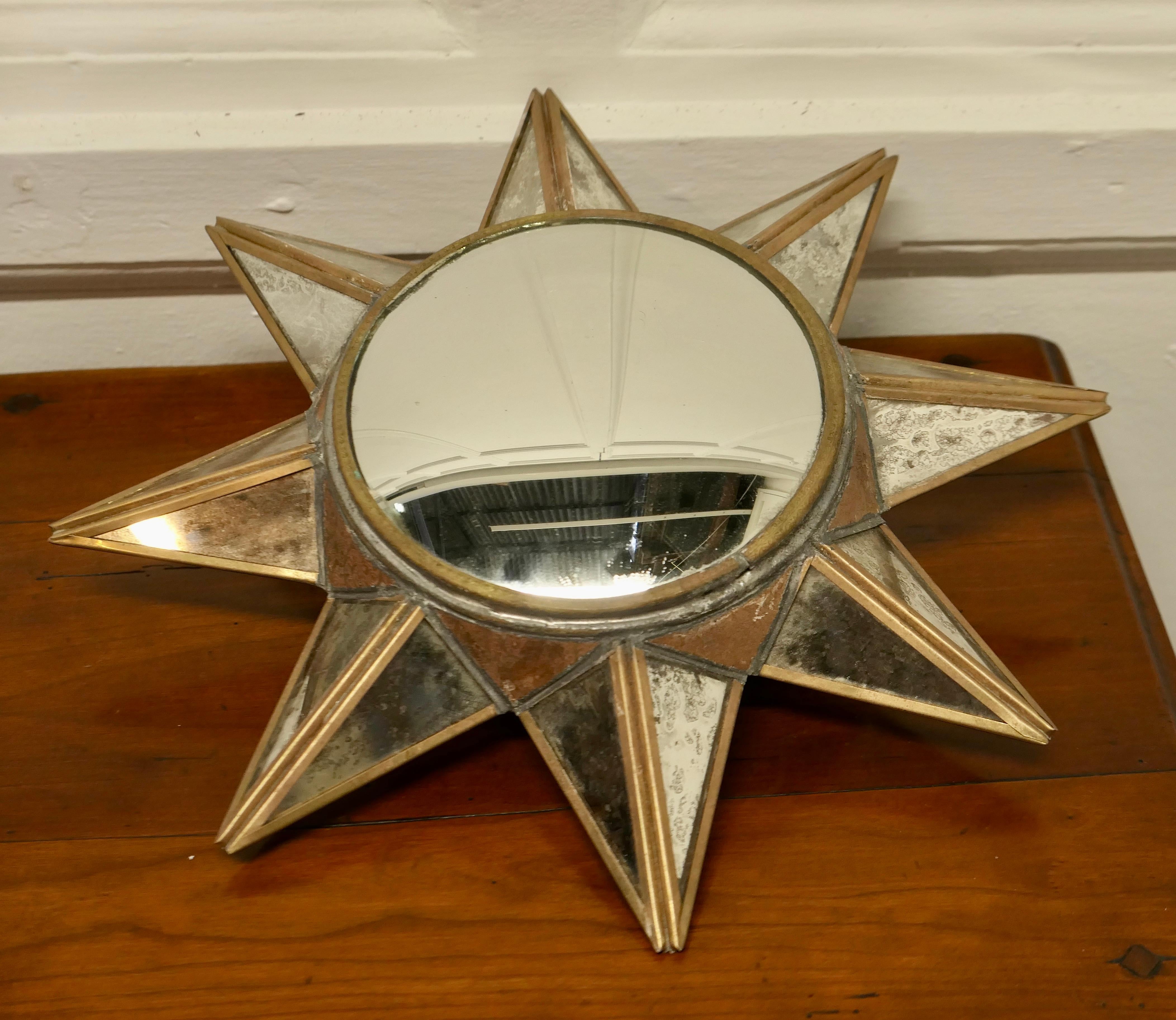 20th Century French Art Deco Style 3D Starburst Mirror For Sale