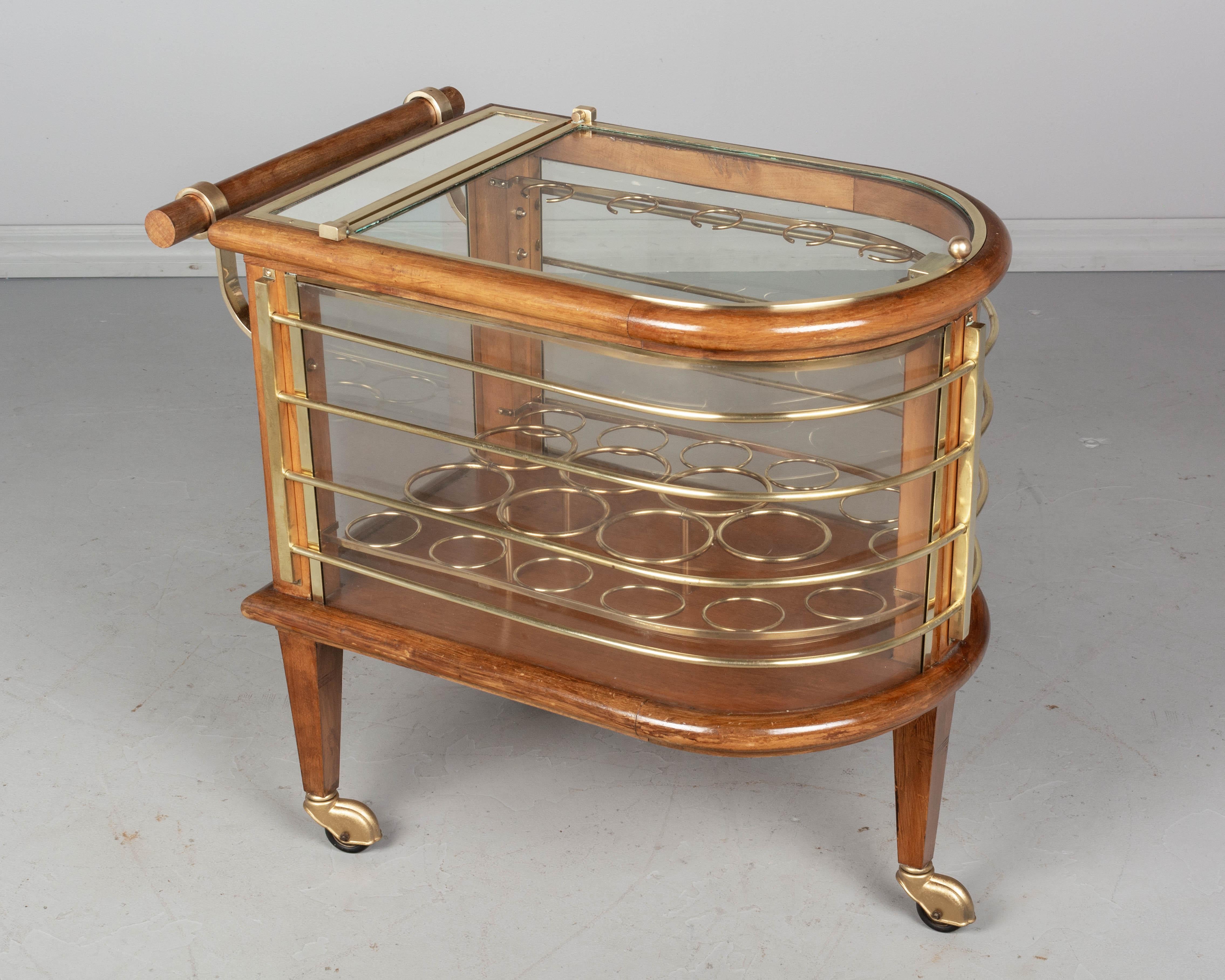 French Art Deco Style Bar Cart, or Cocktail Trolley by Louis Sognot In Good Condition In Winter Park, FL