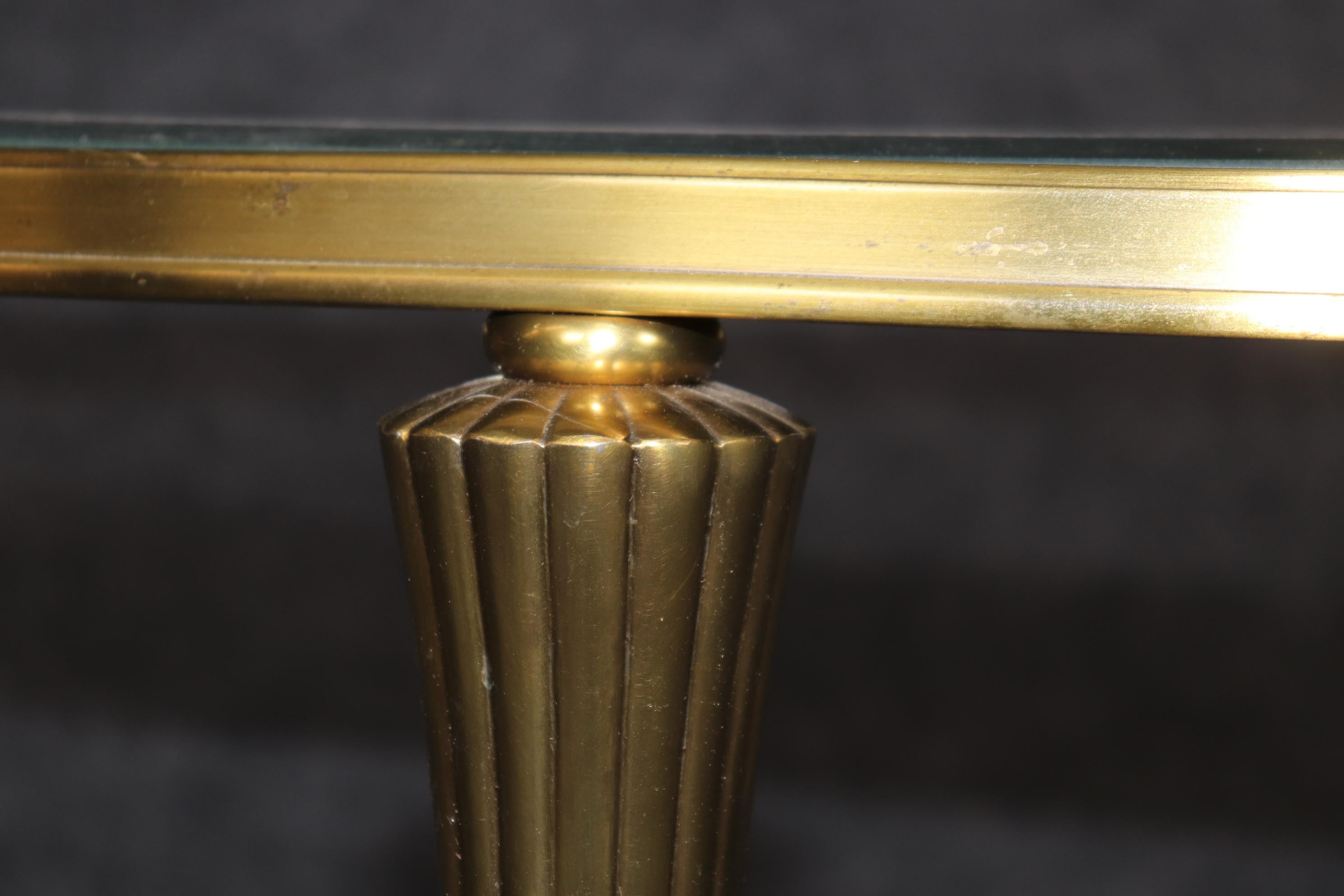 French Art Deco Style Brass Two Tier Glass Top Demilune Console Table 5