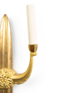 French Art Deco Style Bronze Dore Wall Sconces 'Manner of Sue et Mare'