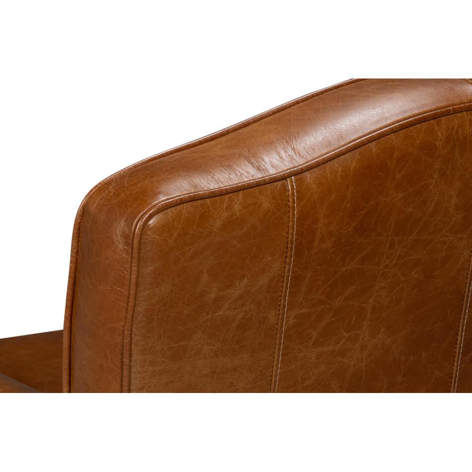 French Art Deco Style Brown Leather Club Chair For Sale 4