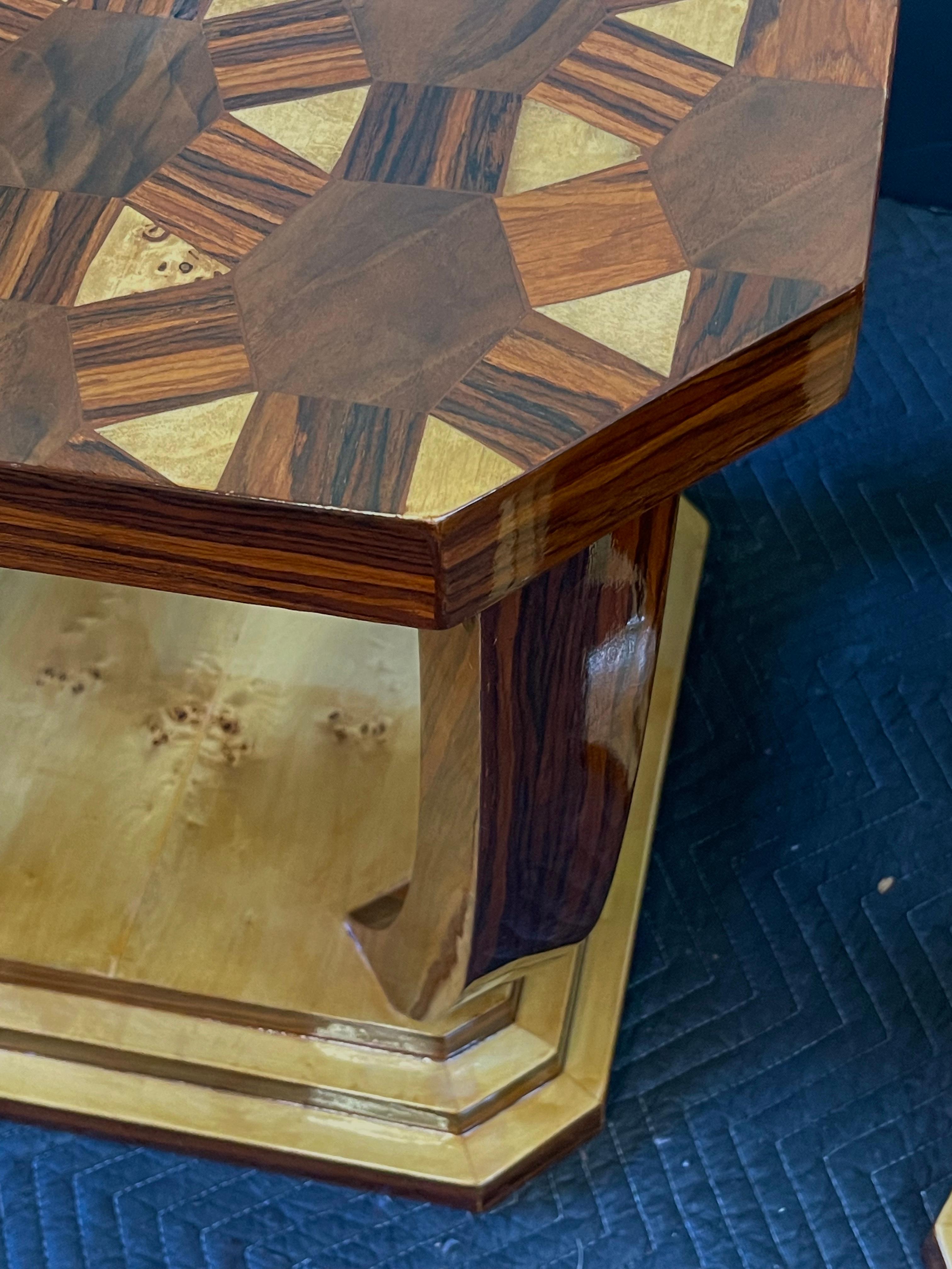 French Art Deco Style Burl Wood Side Tables 6