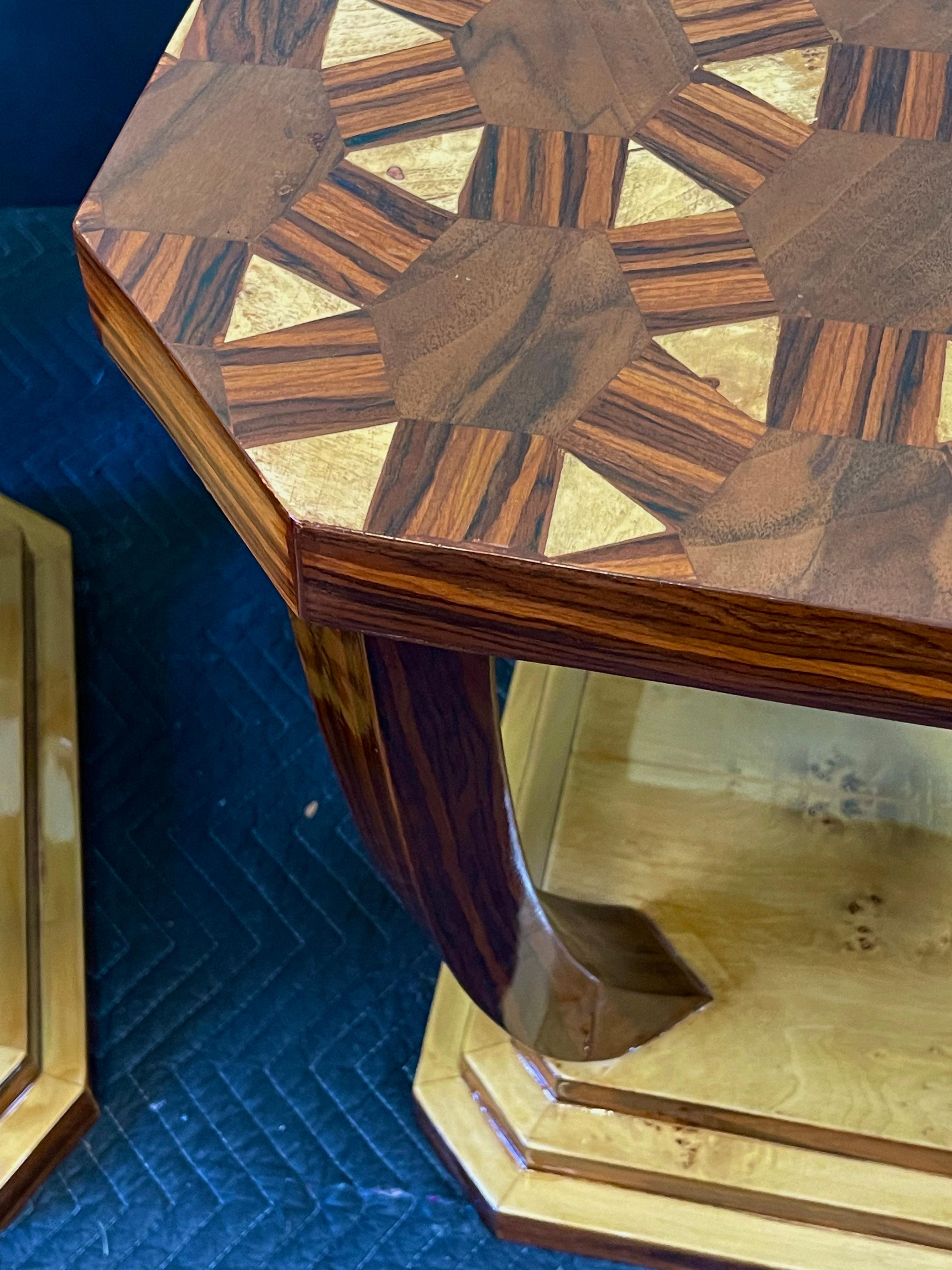 French Art Deco Style Burl Wood Side Tables 7