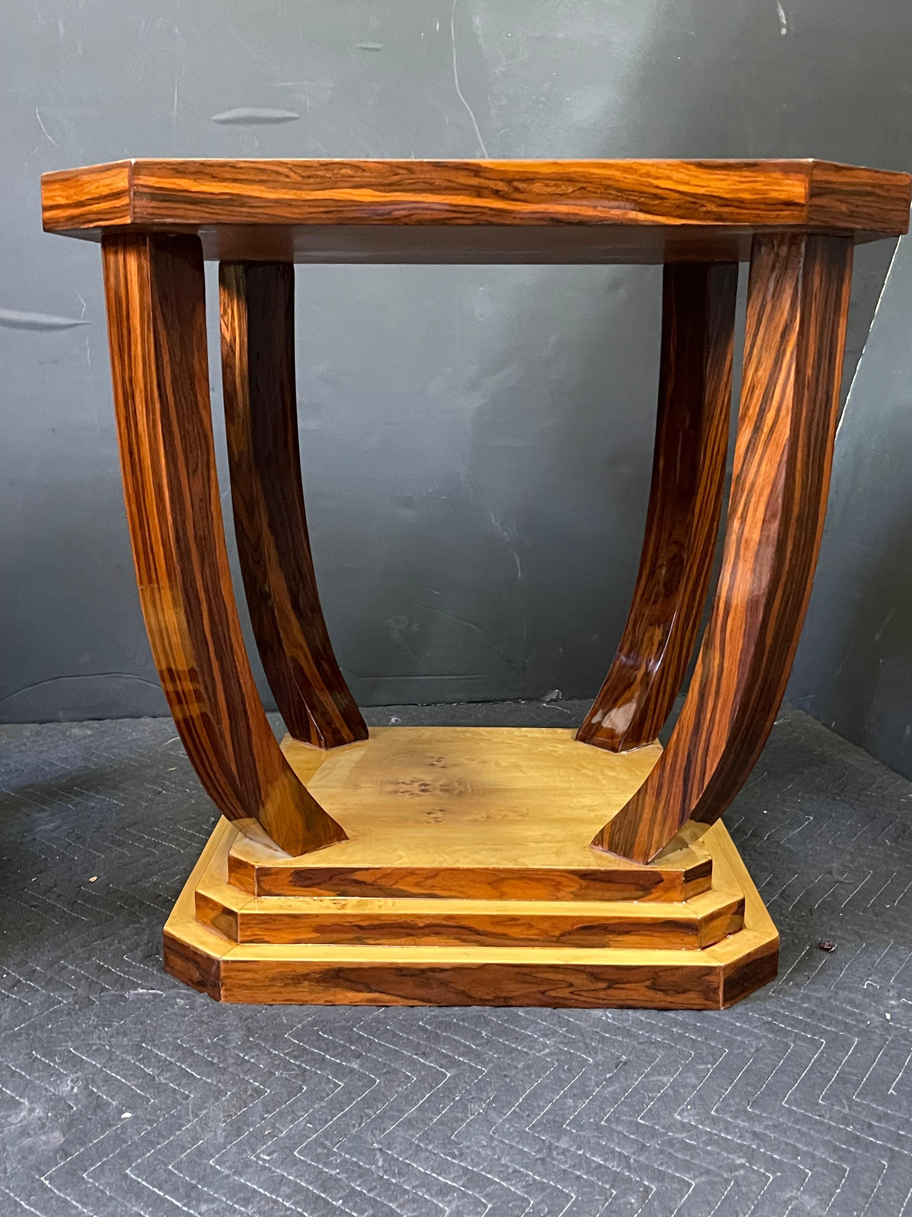 French Art Deco Style Burl Wood Side Tables 9