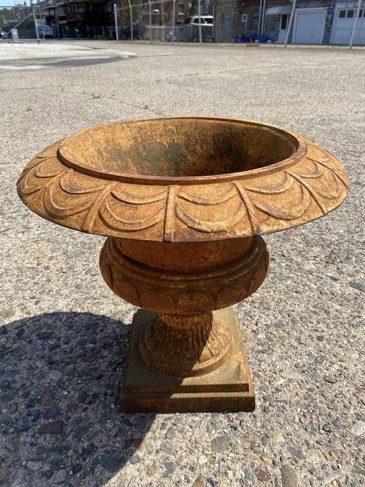French Art Deco Style Cast Iron Brown Campana Urn Outdoor Garden Planter For Sale 4