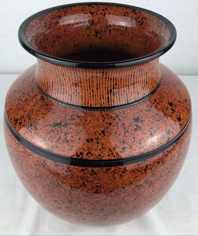 Glazed French Art Deco Style Ceramic Vase or Small Planter For Sale