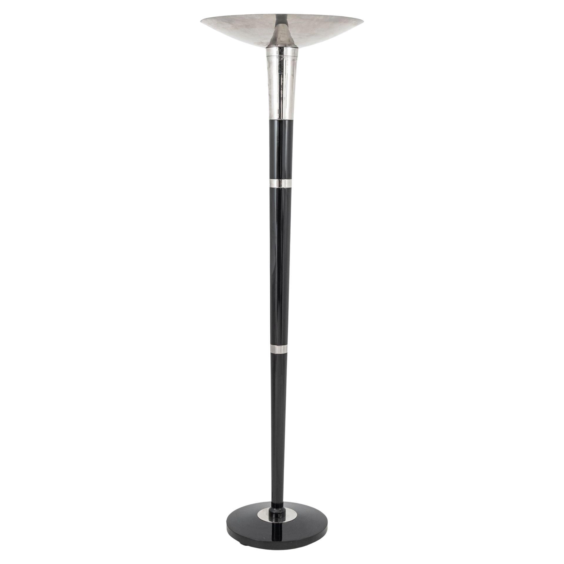 French Art Deco Style Chrome Floor Lamp