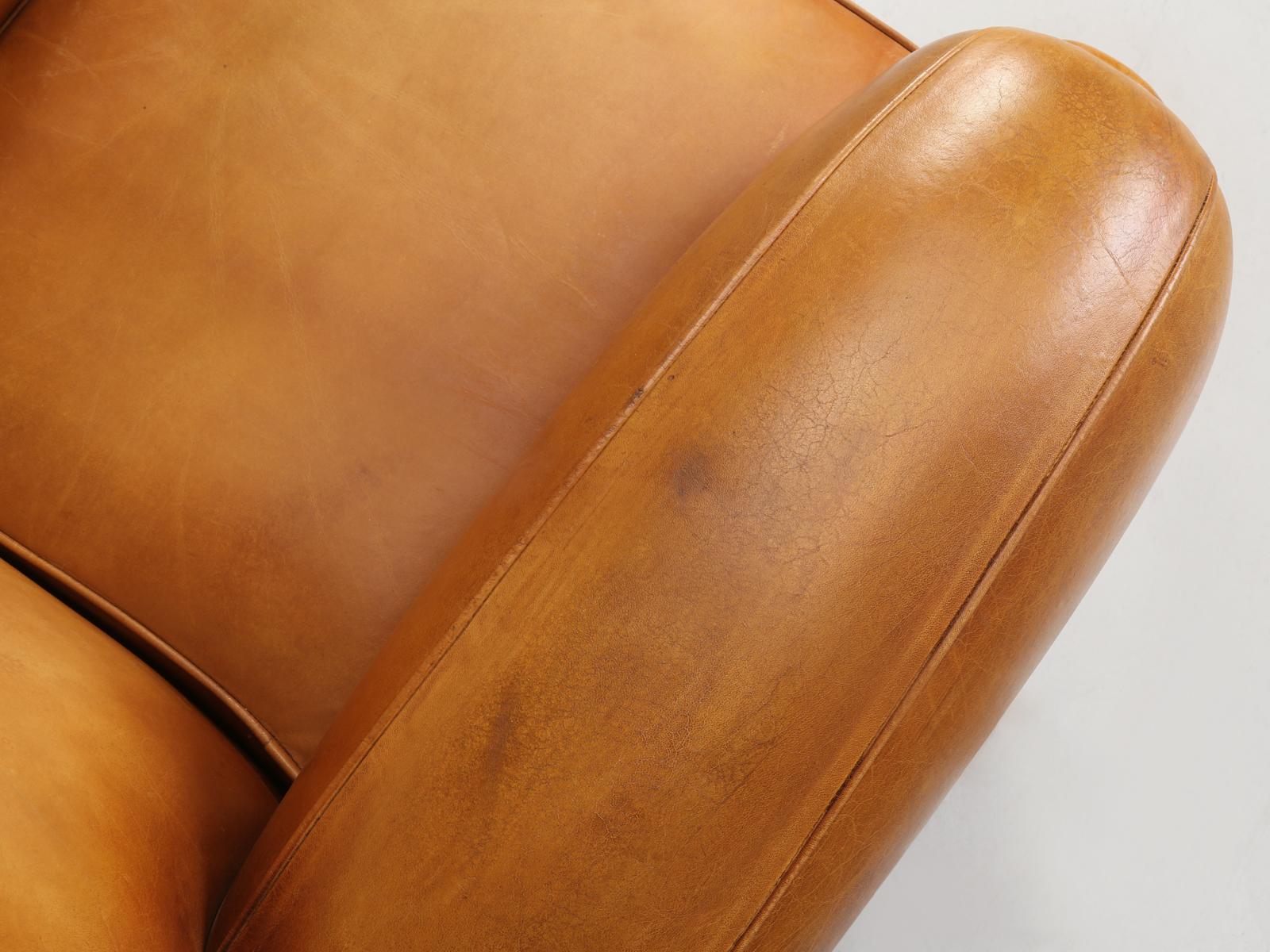 French All Original Leather Club Chairs, Simply the Finest Pair We've Ever Had 5