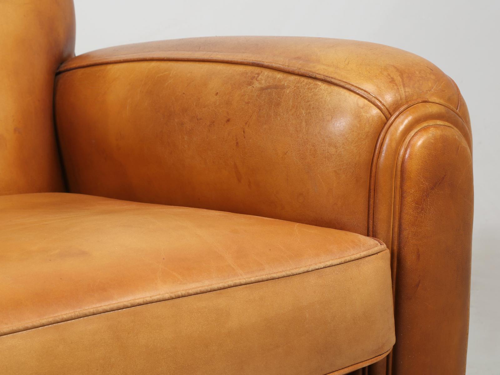 French All Original Leather Club Chairs, Simply the Finest Pair We've Ever Had 7