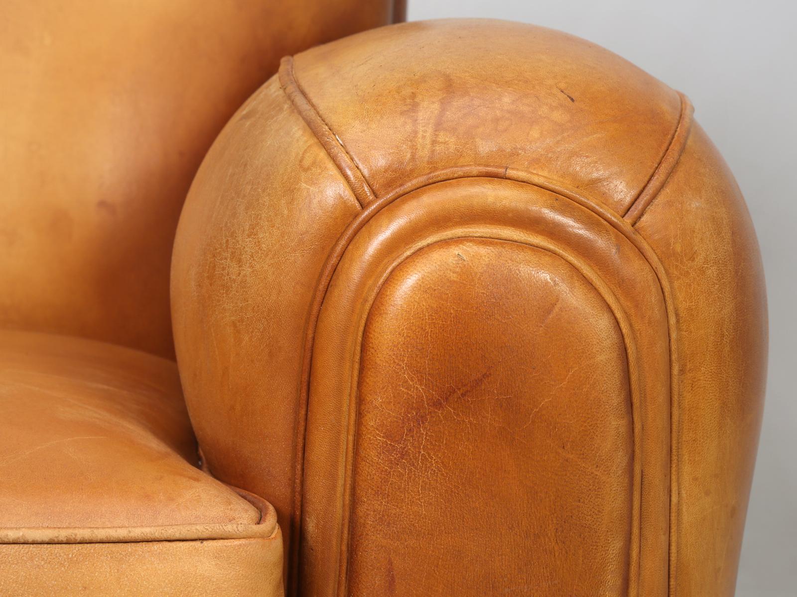 French All Original Leather Club Chairs, Simply the Finest Pair We've Ever Had 8