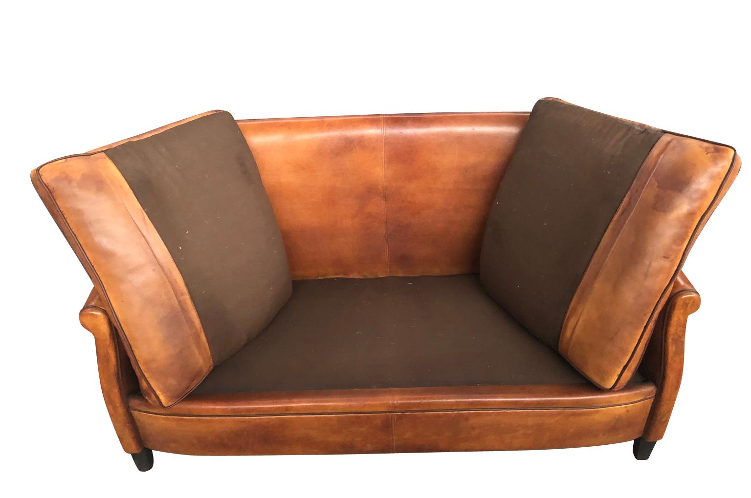 French Art Deco Style Club Sofa For Sale 2