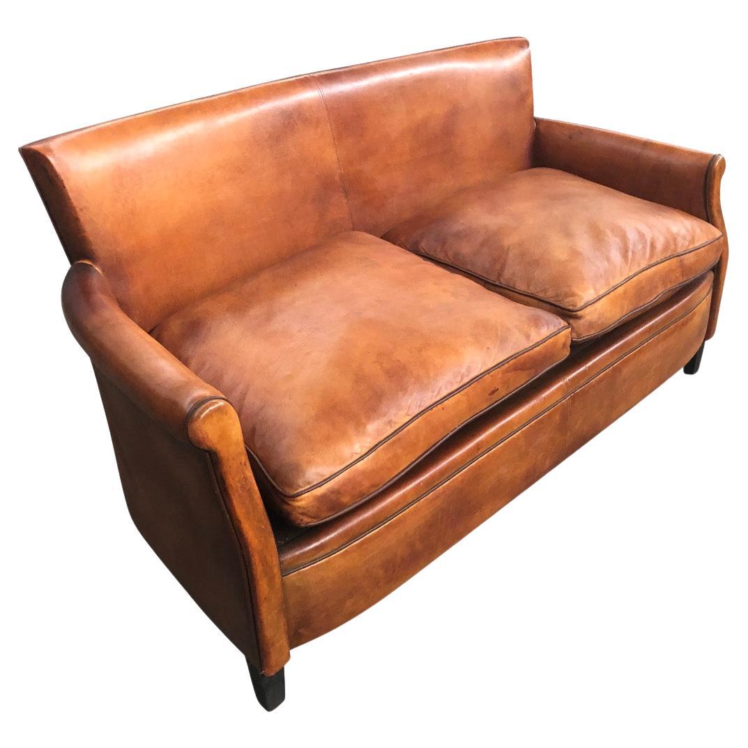 French Art Deco Style Club Sofa For Sale
