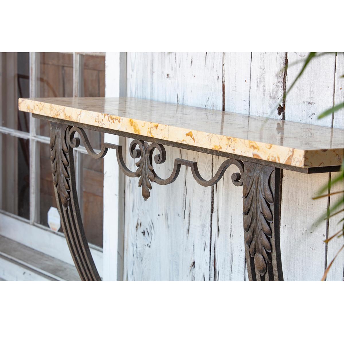 Wrought Iron French Art Deco Style Console Table