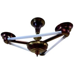 French Art Deco Style Copper Hanging Light