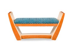 French Art Deco Style Custom Maple & Sycamore Upholstered Bench