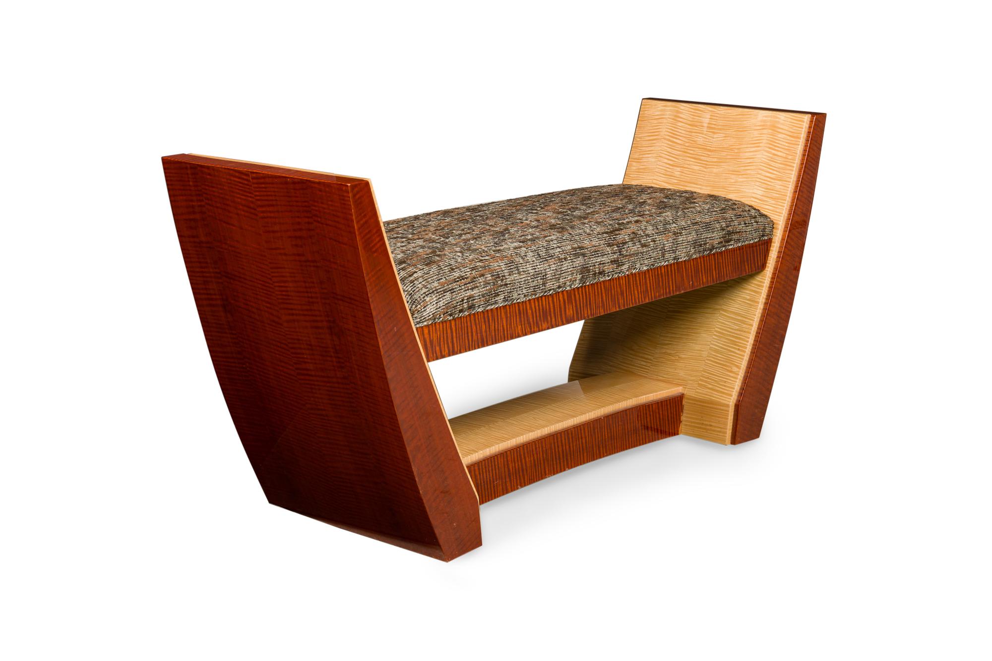American French Art Deco Style Custom Wooden Upholstered Benches For Sale