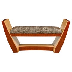 French Art Deco Style Custom Wooden Upholstered Benches