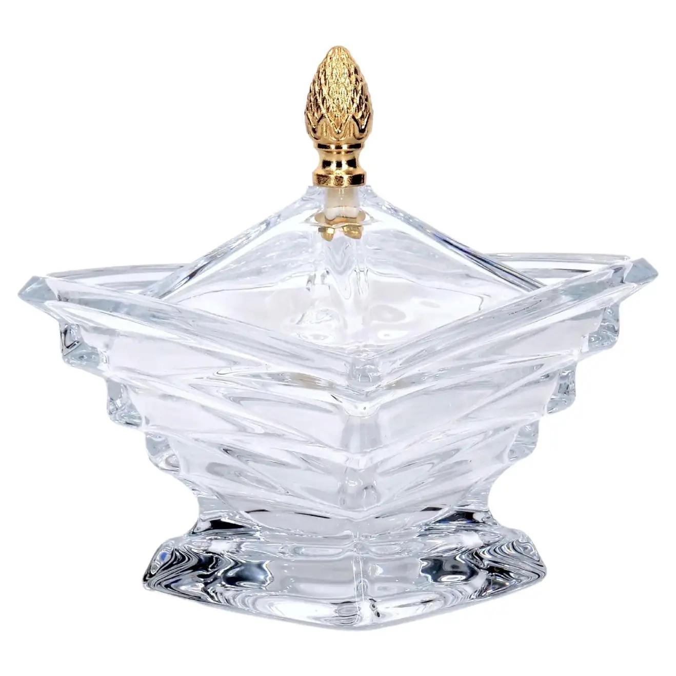 French Art Deco Style Cut Crystal Covered Dish For Sale 5