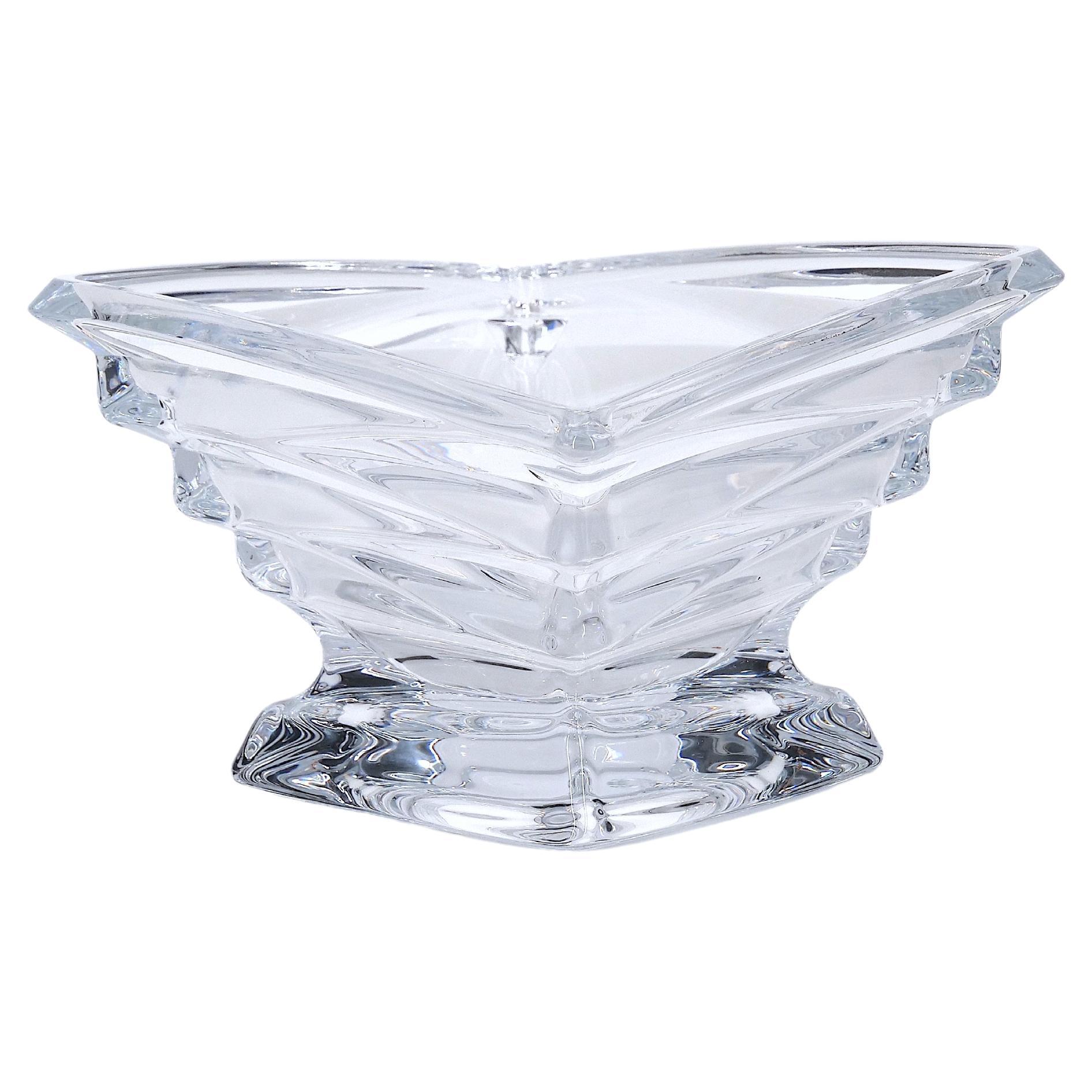Brass French Art Deco Style Cut Crystal Covered Dish For Sale