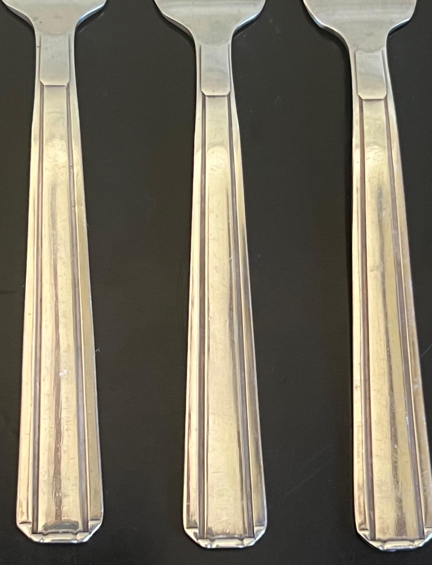 Argent sterling Fourchettes à dessert françaises de style Art déco par Ste. France Orfevrerie-Set of 12