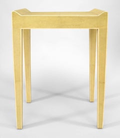 2 French Art Deco Style Green Shagreen End Tables