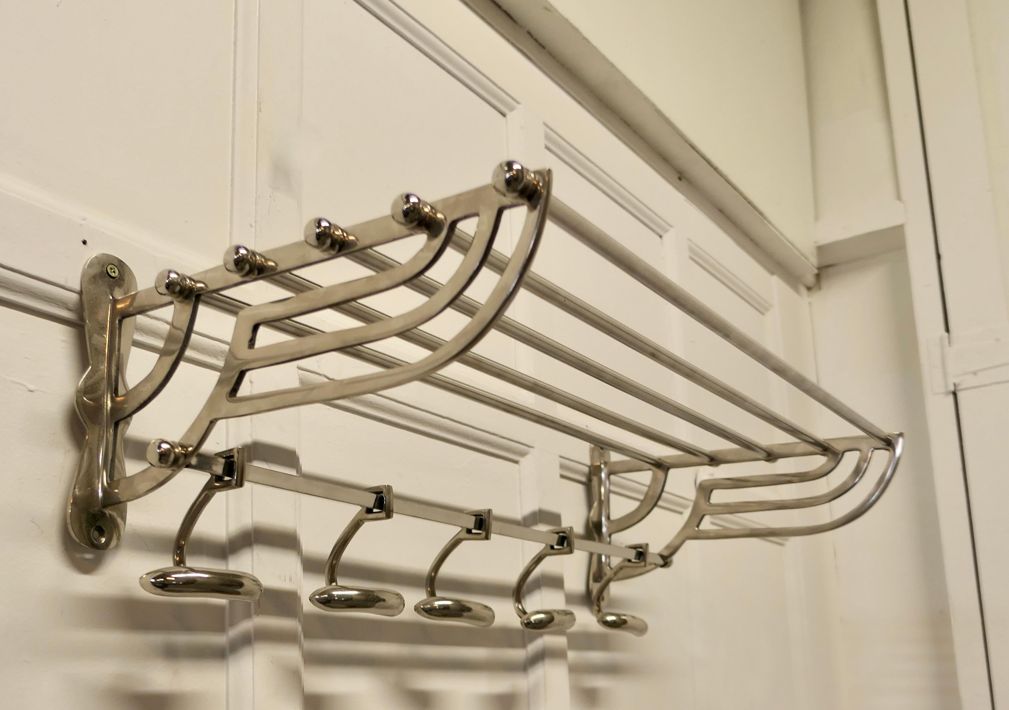 Mid-Century Modern French Art Deco Style Hat and Coat Rack, Pullman Railway Train Style