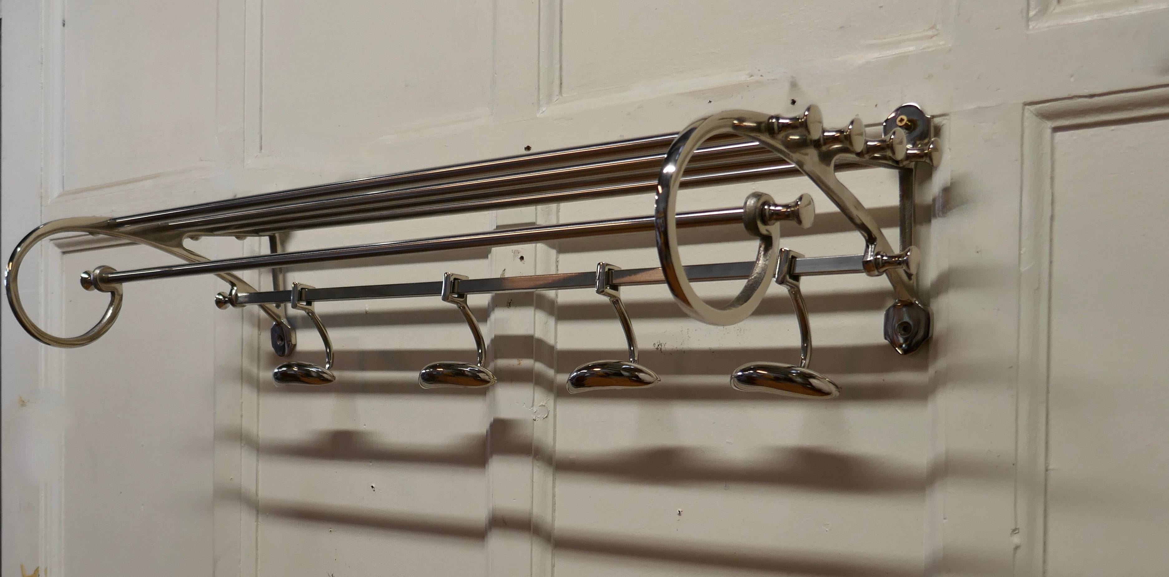 Chrome French Art Deco Style Hat and Coat Rack, Pullman Railway Train Style