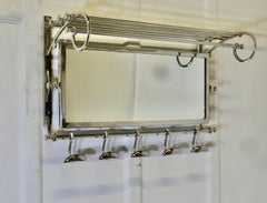 French Art Deco Style Hat and Coat Rack with Mirror, Pullman Railway Train Style