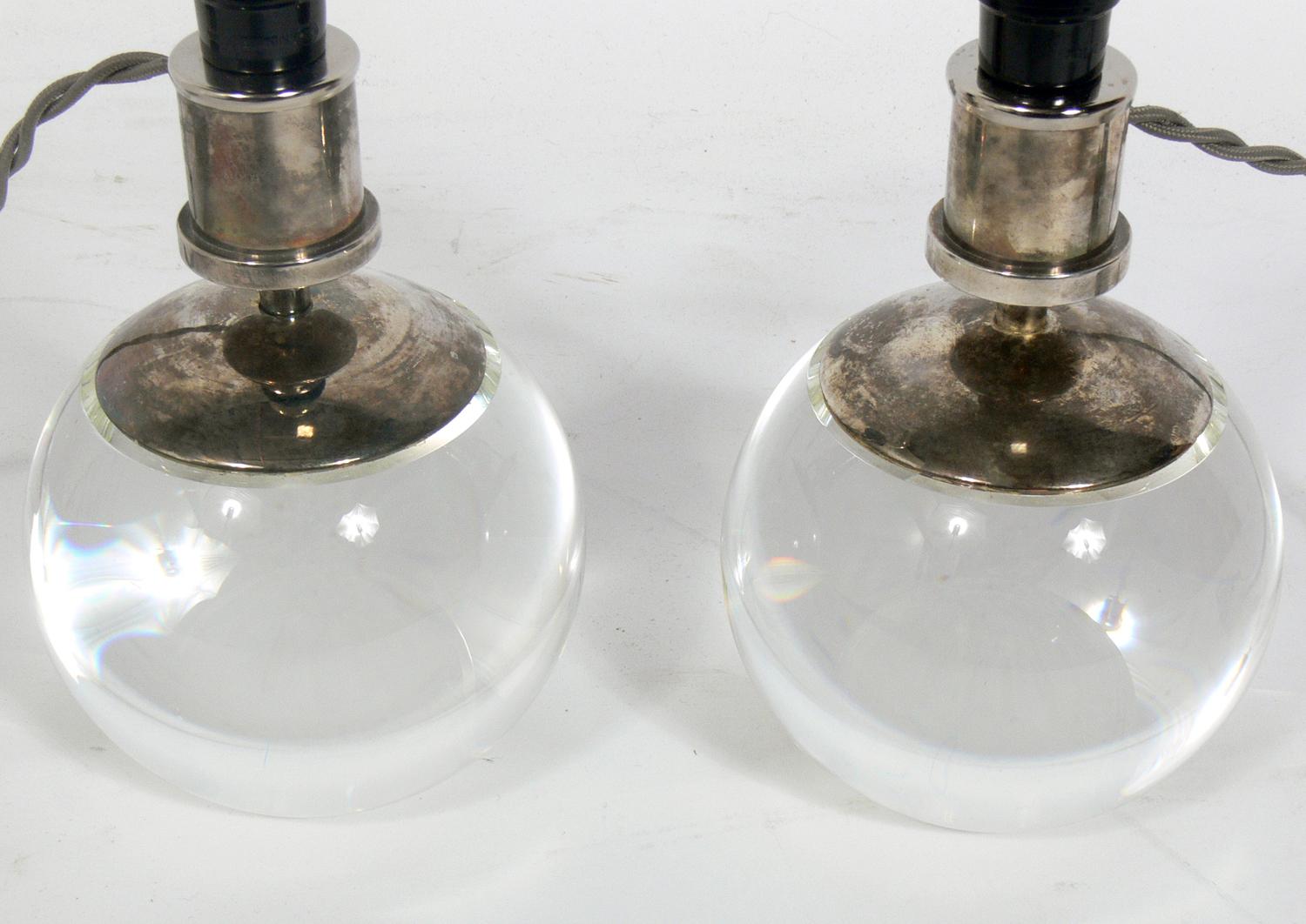 Plated French Art Deco Style Lamps in the Manner of Jacques Adnet