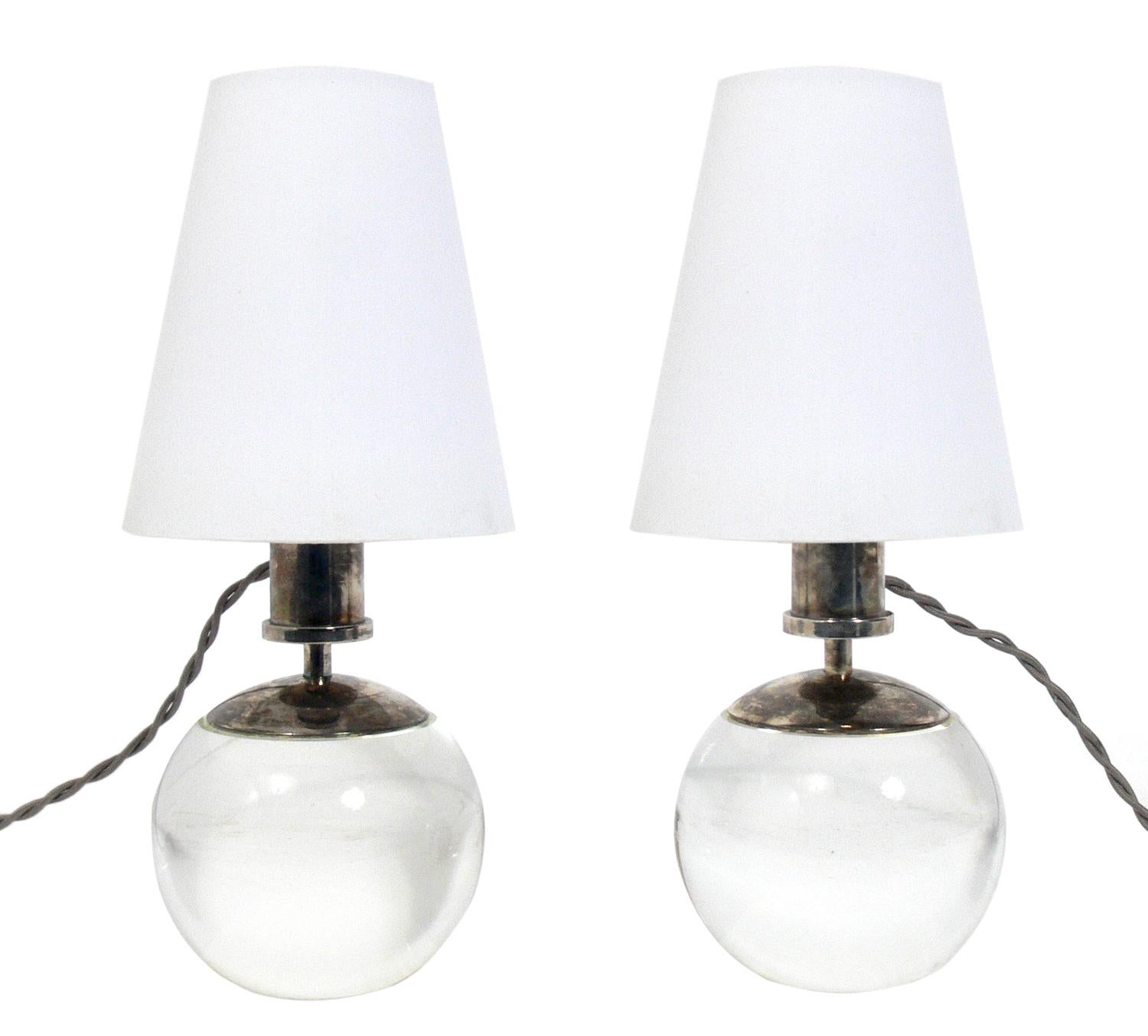 French Art Deco Style Lamps in the Manner of Jacques Adnet