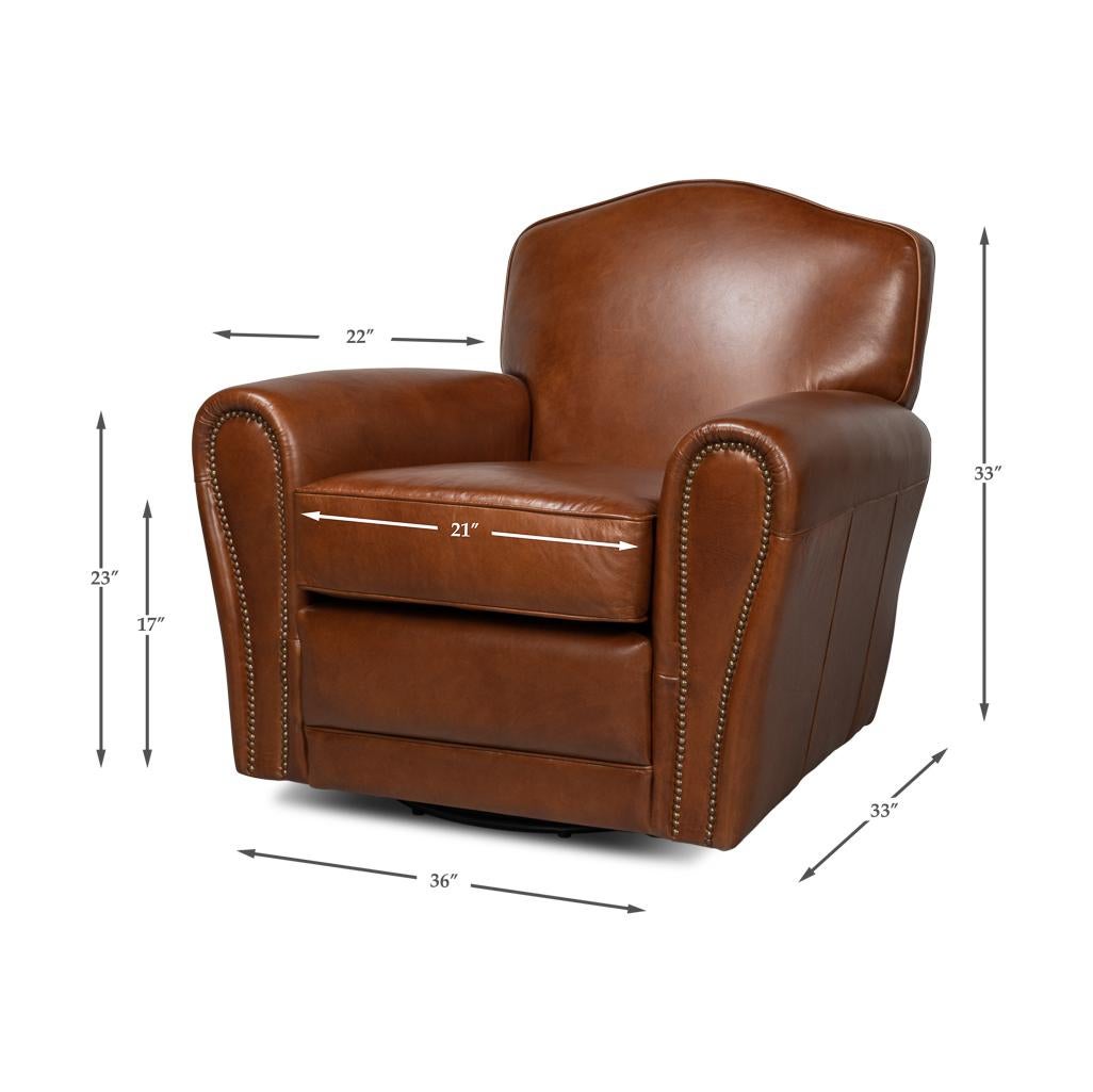 French Art Deco Style Leather Club Chair For Sale 6