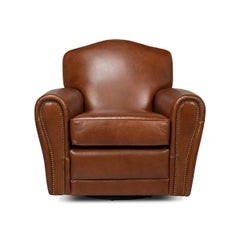 French Art Deco Style Leather Club Chair