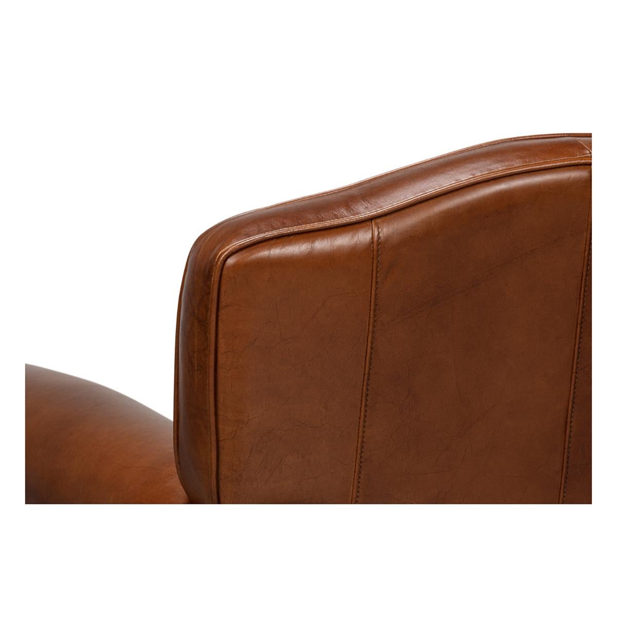 French Art Deco Style Leather Club Chair For Sale 1