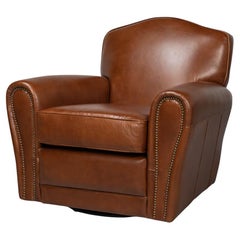 Vintage French Art Deco Style Leather Club Chair
