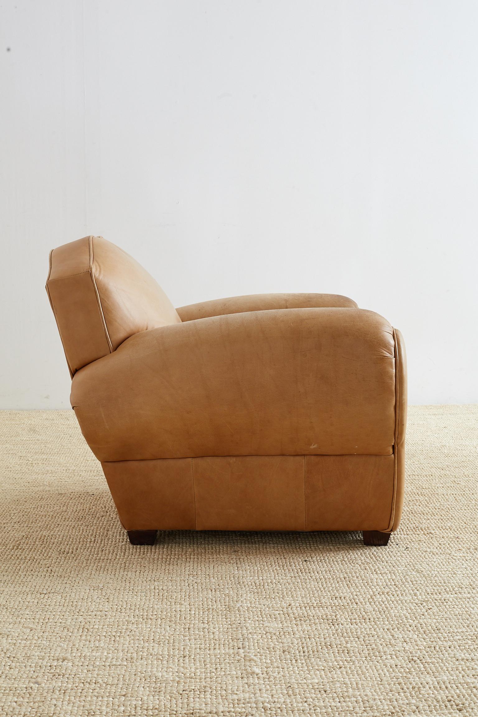 French Art Deco Style Moustache Leather Club Chair 1