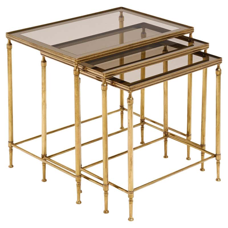 Louise Console Art Deco Nesting Table and Stacking Tables Mid. Hammered ...
