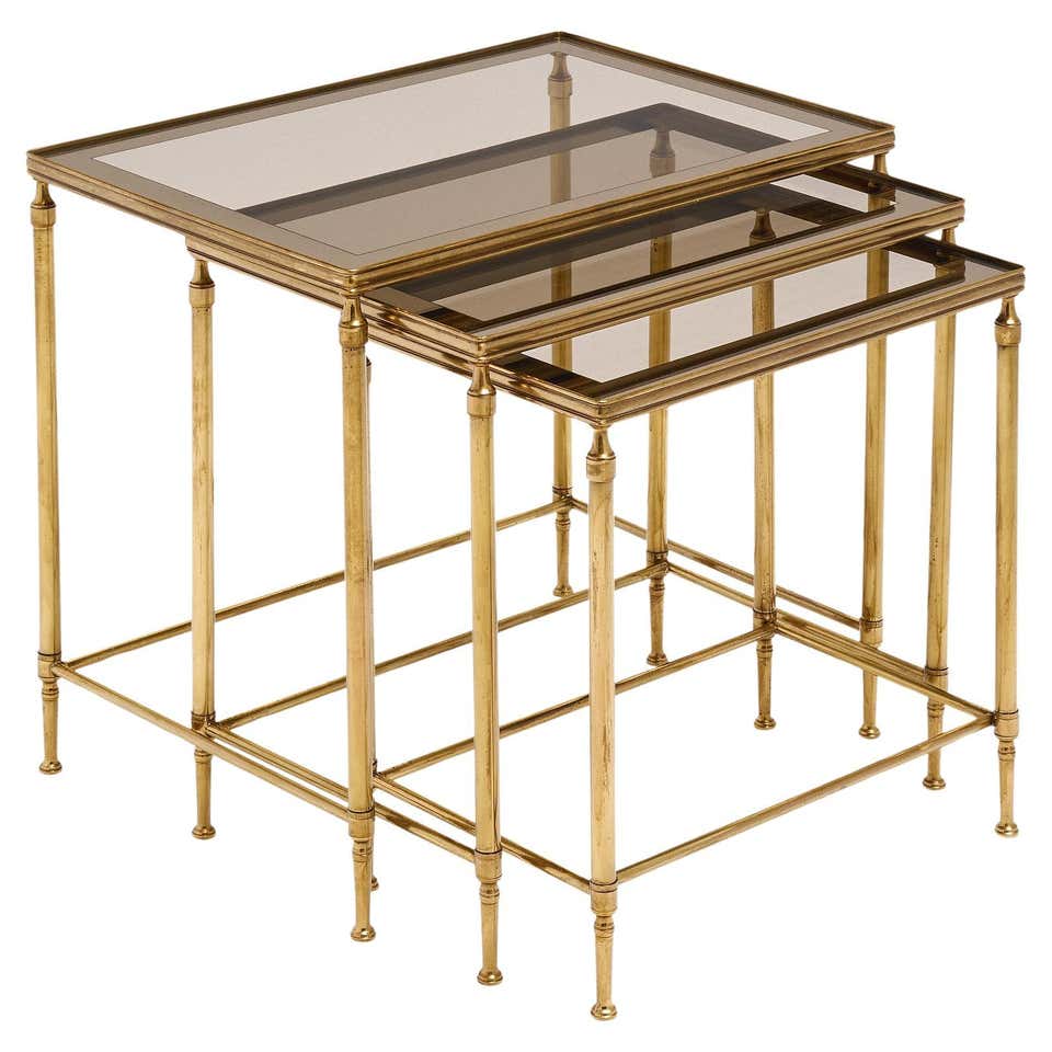Louise Console Art Deco Nesting Table and Stacking Tables Mid. Hammered ...