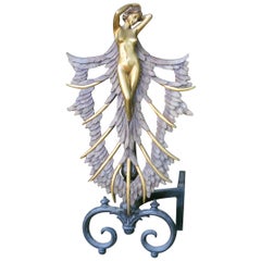 Chandelles de style Art Déco avec figurine de femme nue - Chiens de feu