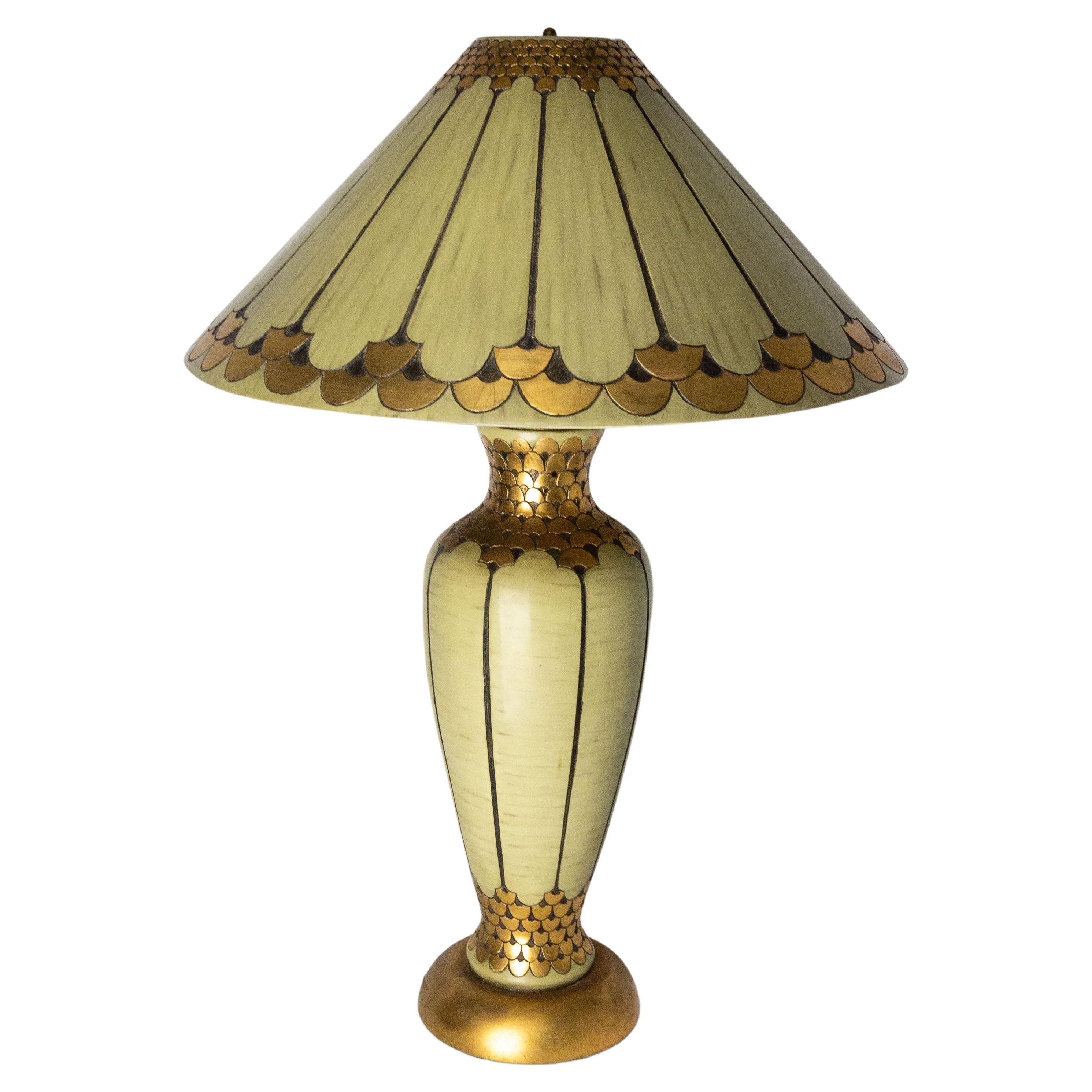 Lampe de table en résine de style Art Déco français, vers 1980