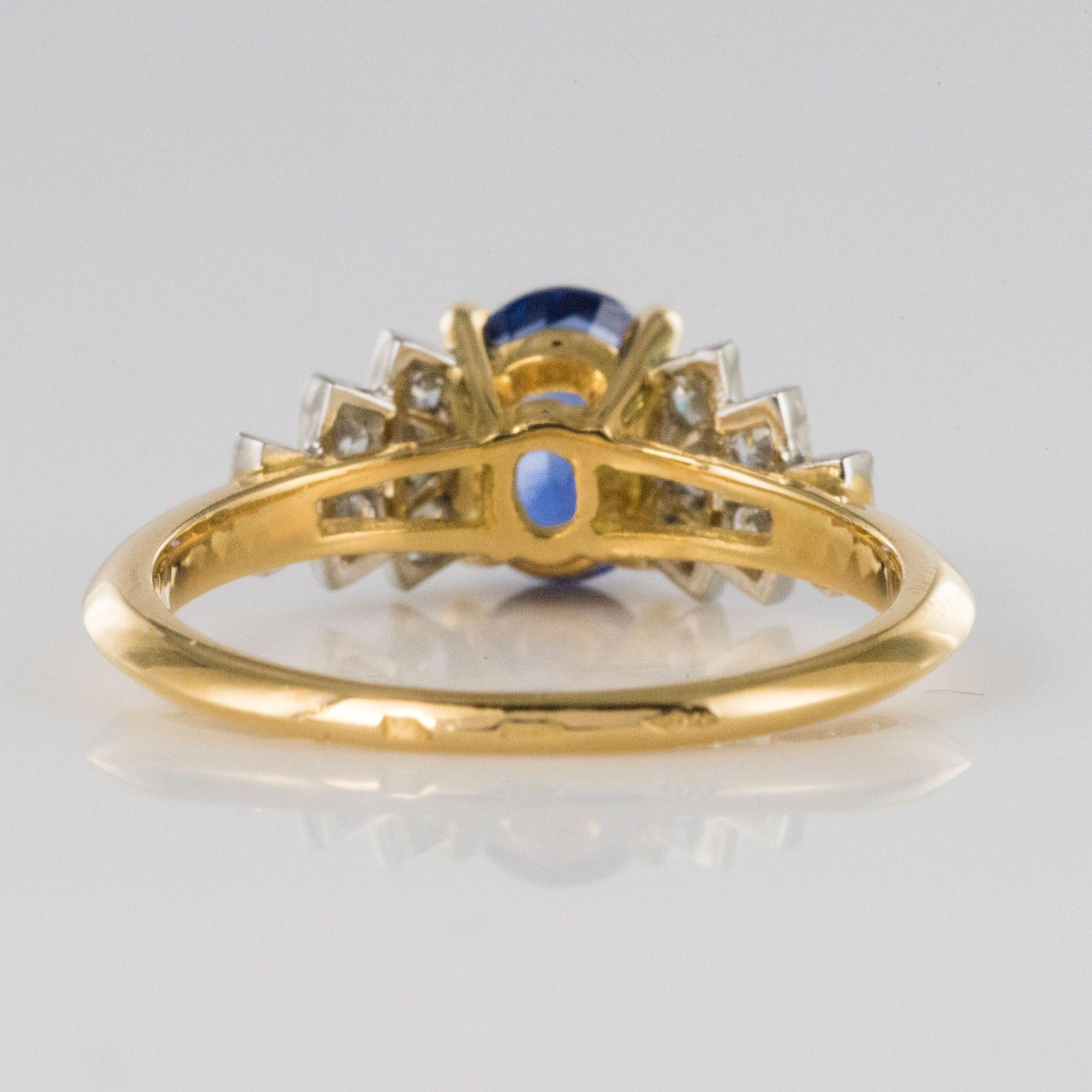 French Art Deco Style Sapphire Diamonds Ring 8