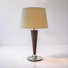 French Art Deco Style Shagreen and Nickel Table Lamp